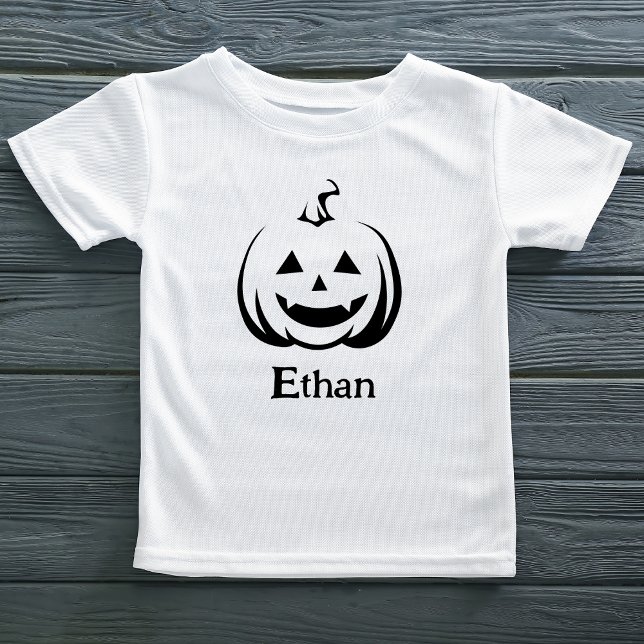 Kürbislaterne Schwarz/Weiß Niedlicher Halloween-Na Kleinkind T-shirt (Von Creator hochgeladen)