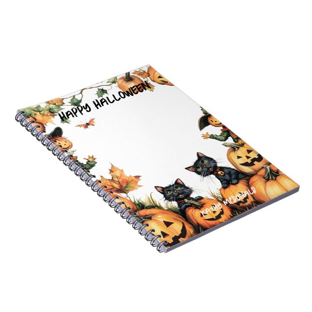 Kürbislaterne, Schwarze Katzen und Scarecrow Notizblock (Rechte Seite)