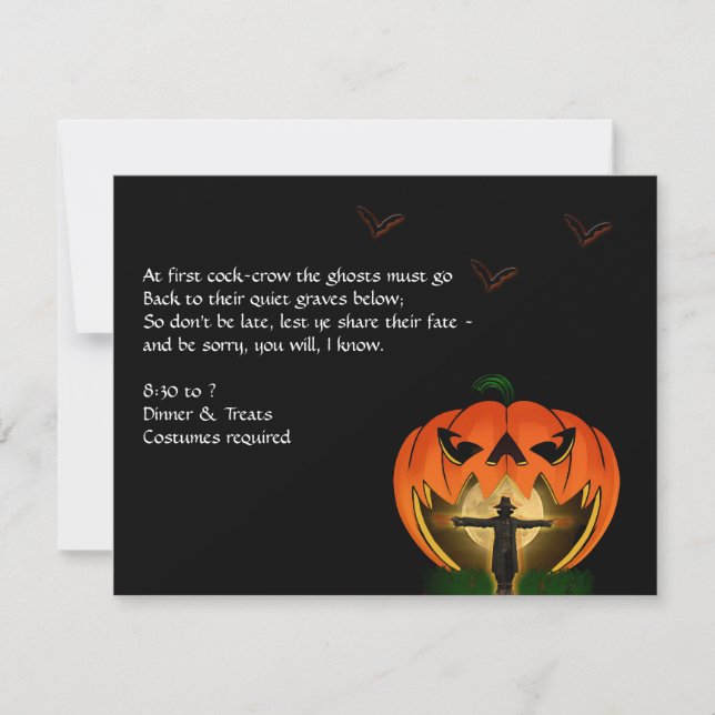 Kürbislaterne-und Vogelscheuche-Halloween-Party Einladung (Vorderseite)