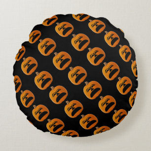 Kürbislaterne Unhappy Face Halloween Pumpkin, ZSG Rundes Kissen