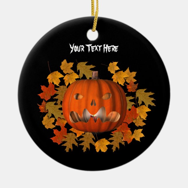 Kürbislaterne Verlasse Halloween-Ornament Keramik Ornament (Vorne)