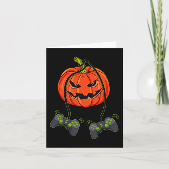 Kürbislaterne Video Gamer Controller Halloween B Karte (Vorderseite)