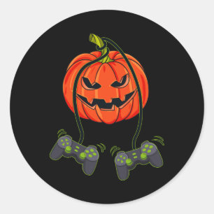 Kürbislaterne Video Gamer Controller Halloween B Runder Aufkleber