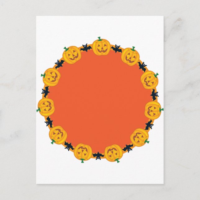 Kürbislaterne Wreath Postkarte (Vorderseite)