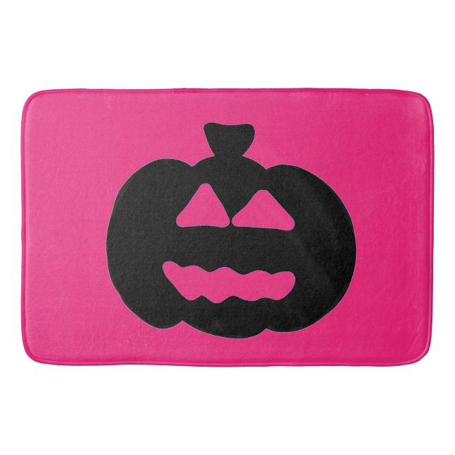 Kürbislaternen in Schwarz und Rosa Badematte (Vorderseite)