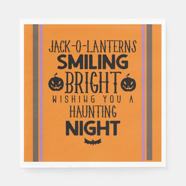 Kürbislaternen lächeln hell, Halloween Serviette (Vorderseite)