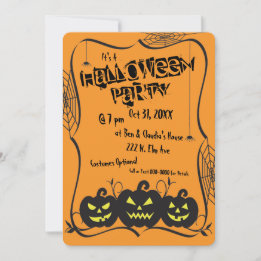 Kürbislaternen & Spinnen Halloween-Party Einladung