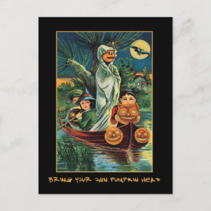 Kürbislaternen über Wasser Vintag Halloween Bloody Einladungspostkarte