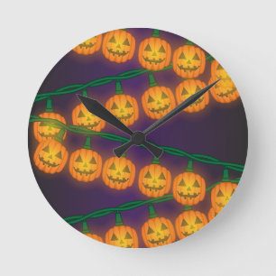 Kürbislaternenlichter Runde Wanduhr