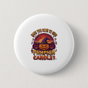 Kürbislieder Halloween Kürbisse Hexenhut Musik Button