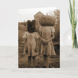 Kürbismädchen mit dem schwarzen Sack Karte