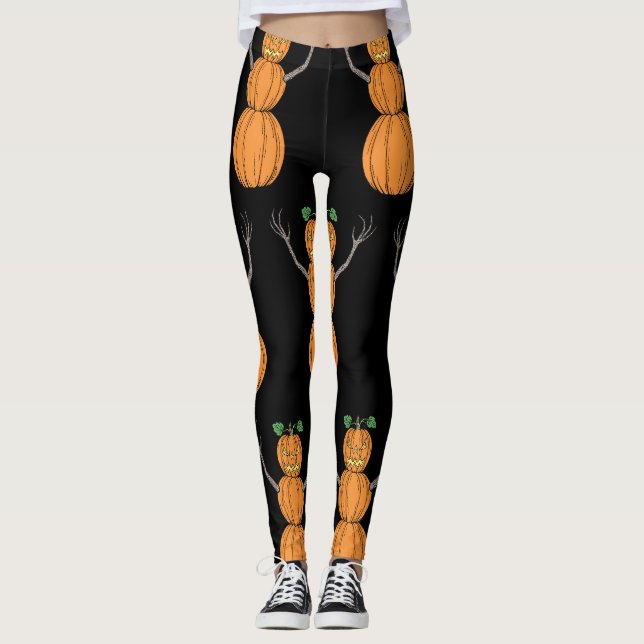 Kürbismann Halloween Kunst Leggings (Vorderseite)