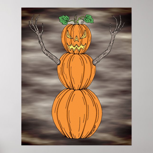 Kürbismann Halloween-Kunst Poster (Vorne)