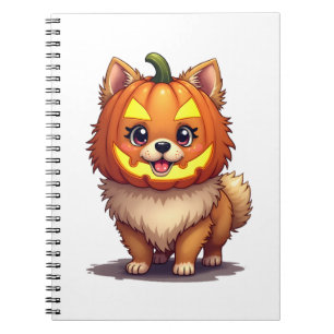 Kürbismaske Pomeranian Hund Notizblock