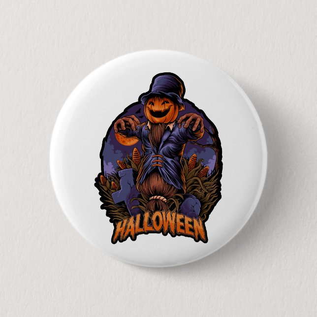 Kürbismenhalloween in Shirt Button (Vorderseite)