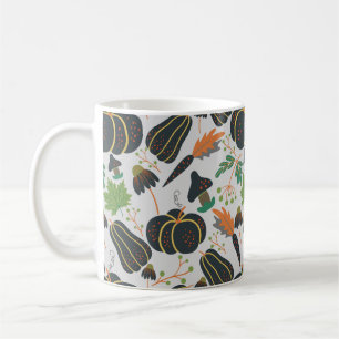 Kürbismuster nahtlose Muster Karotte schwarz-weiß Kaffeetasse