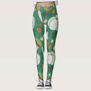 Kürbismusterkarotten und Pilze Leggings