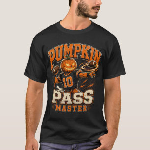 Kürbispass Meister Halloween Football Kunst T-Shirt