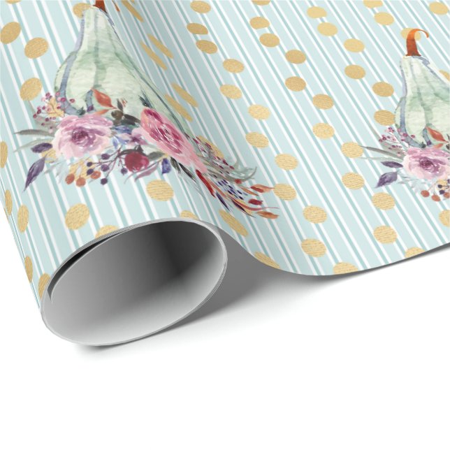 Kürbispastel eleganter Herbst aquamarin Geschenkpapier (Rolleneckpunkt)