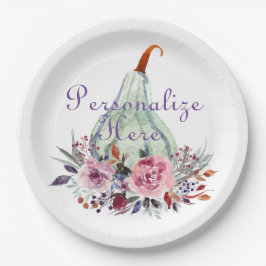 Kürbispastel eleganter Herbst aquamarin Pappteller