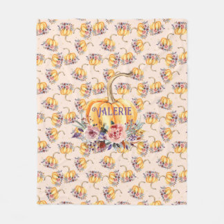 Kürbispastellpfirsich Goldpolka Punkt Blumenfall Fleecedecke