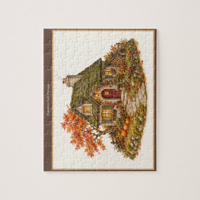 Kürbispfad Herbst Cottage Puzzle (Vertikal)