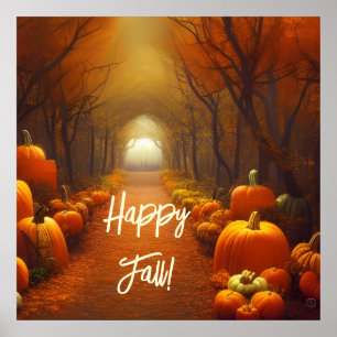 Kürbispfad Schöne Herbstlandschaft individuell Poster