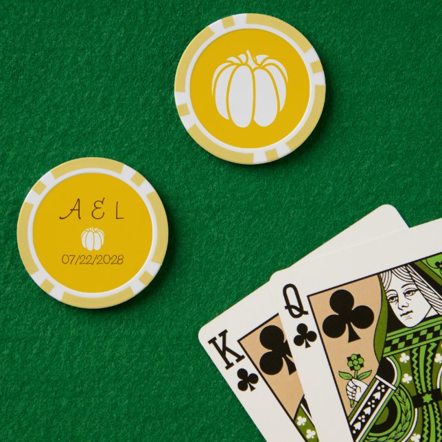 Kürbispflaster in Gelb Pokerchips (Pokertisch (doppelt))