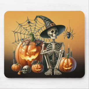 Kürbispumpen Halloween-Mauspad mit Skelett Mousepad