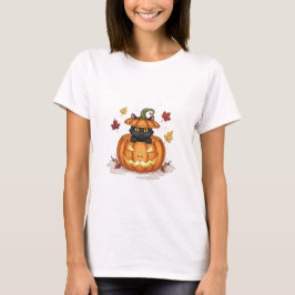 Kürbispurfektion - Niedliche Halloween-Katze-Frau T-Shirt