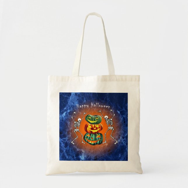 Kürbispyramide mit Skeletten Tragetasche (Vorne)