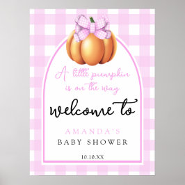 Kürbisrosa Herbstbrause Babydusche Party Poster