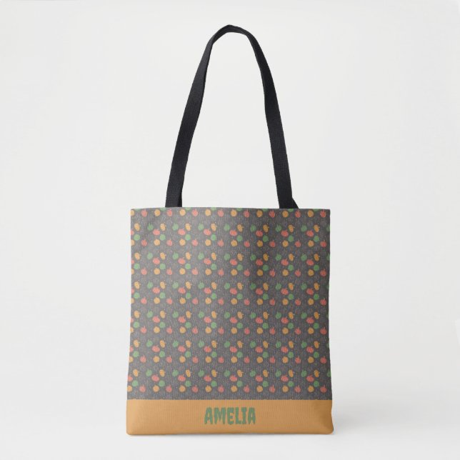 Kürbisröschen-Orangengrün Tasche (Vorderseite)