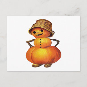 Kürbisschneemann (Vintage-Halloween-Karte) Postkarte