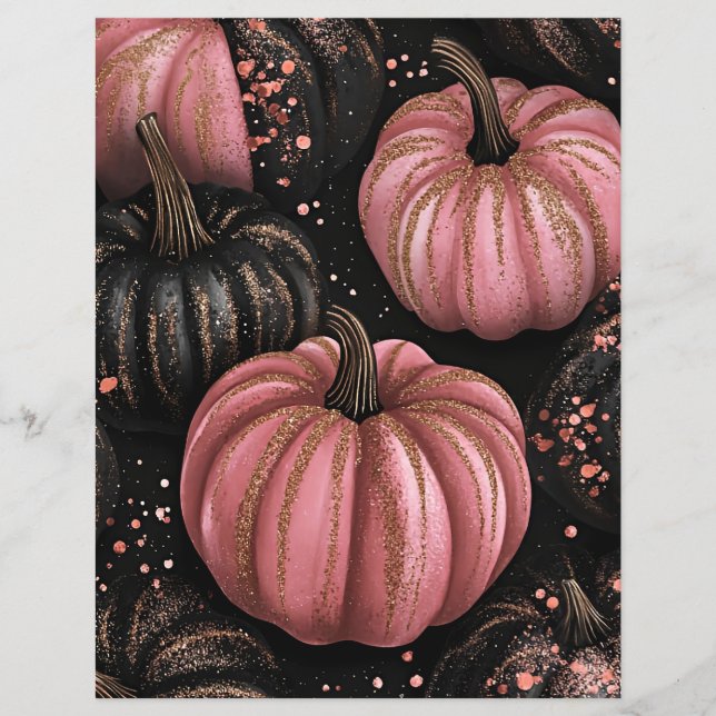 Kürbisschnitzerei in Schwarz und Rosa (Vorderseite)