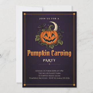Kürbisschnitzparty-Einladung mit Jack O Lantern Einladung