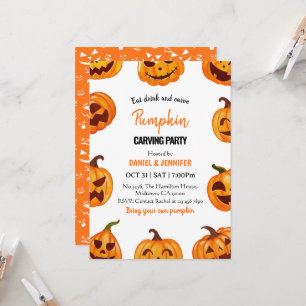 Kürbisschnitzparty Halloween Jack O Lantern Einladung
