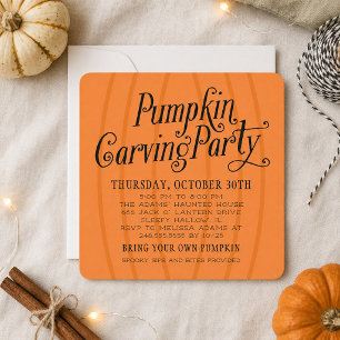 Kürbisschnitzparty Orange Herbst Halloween Einladung