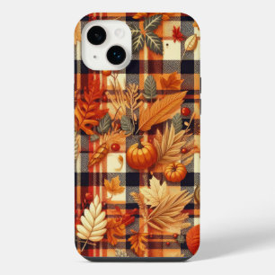 Kürbisse Ahornblätter Herbst Karos iPhone 14 Plus Hülle