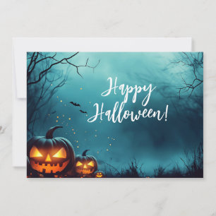 Kürbisse bei Nacht Halloween-Grußkarte Einladung