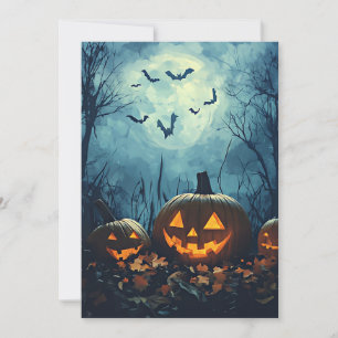 Kürbisse bei Nacht Halloween-Grußkarte Einladung