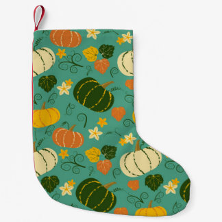 Kürbisse, Blätter: Herbstgemüsemuster Kleiner Weihnachtsstrumpf