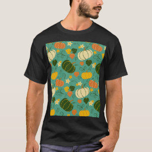 Kürbisse, Blätter: Herbstgemüsemuster T-Shirt