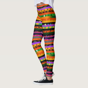 Kürbisse, Fledermäuse und Halloweenparty Leggings