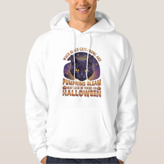 Kürbisse Glänzen Halloween Schwarze Katze Fallende Hoodie