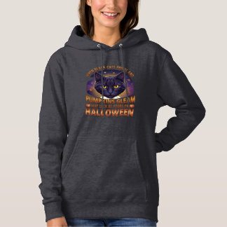 Kürbisse Glänzen Halloween Schwarze Katze Fallende Hoodie