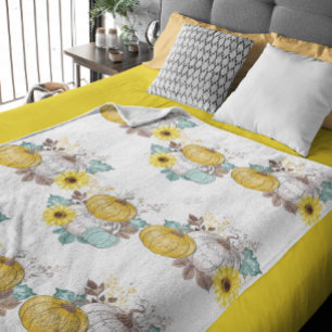 Kürbisse Herbst Aquarell Thanksgiving Halloween Fleecedecke