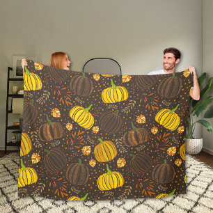 Kürbisse Herbst Ernte Muster Fleecedecke