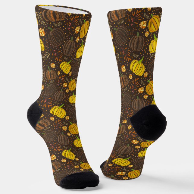 Kürbisse Herbst Ernte Muster Socken (Gewinkelt)