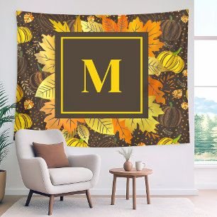 Kürbisse Herbst Ernte Muster Wandteppich